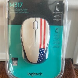 Logitech M317 Wireless Mouse - White with Patriotic Design